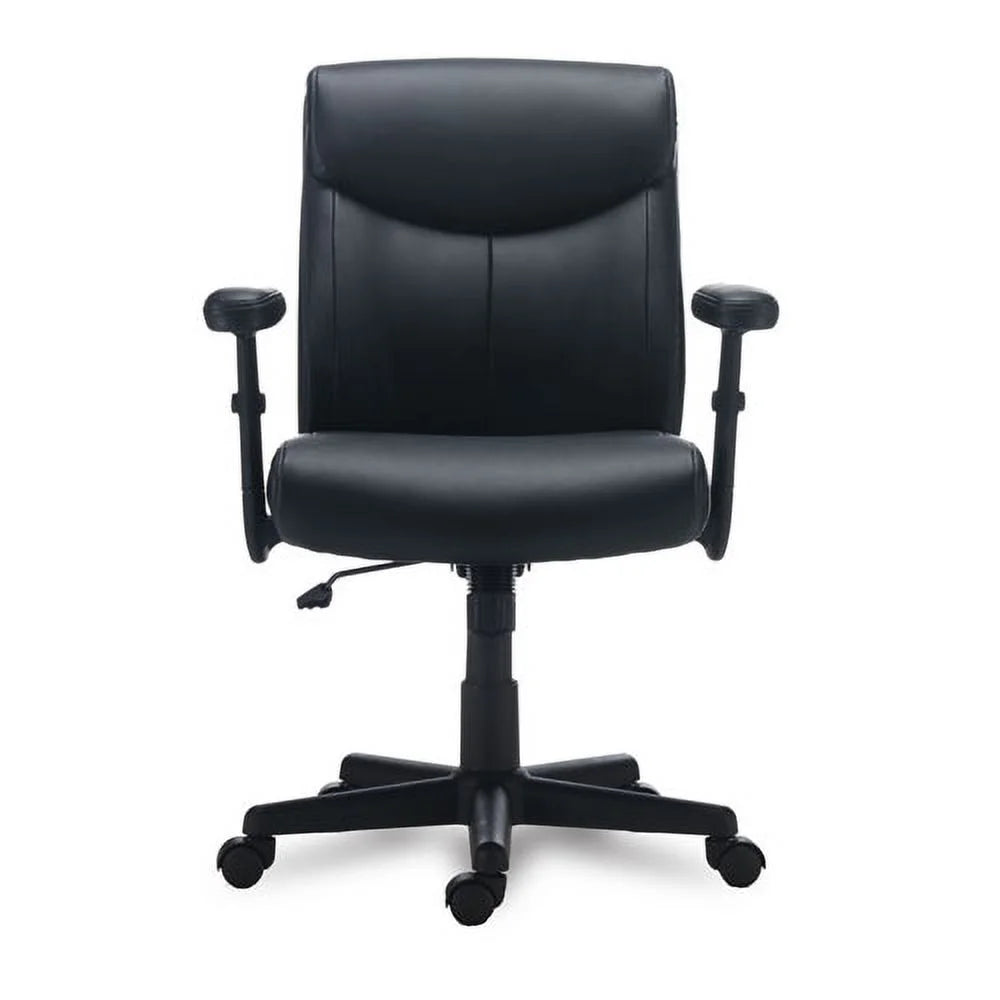 Black Leather Task Chair, 275 lb Capacity C200