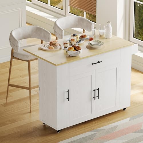 47.2in Rolling Kitchen Island with Drop Leaf W138
