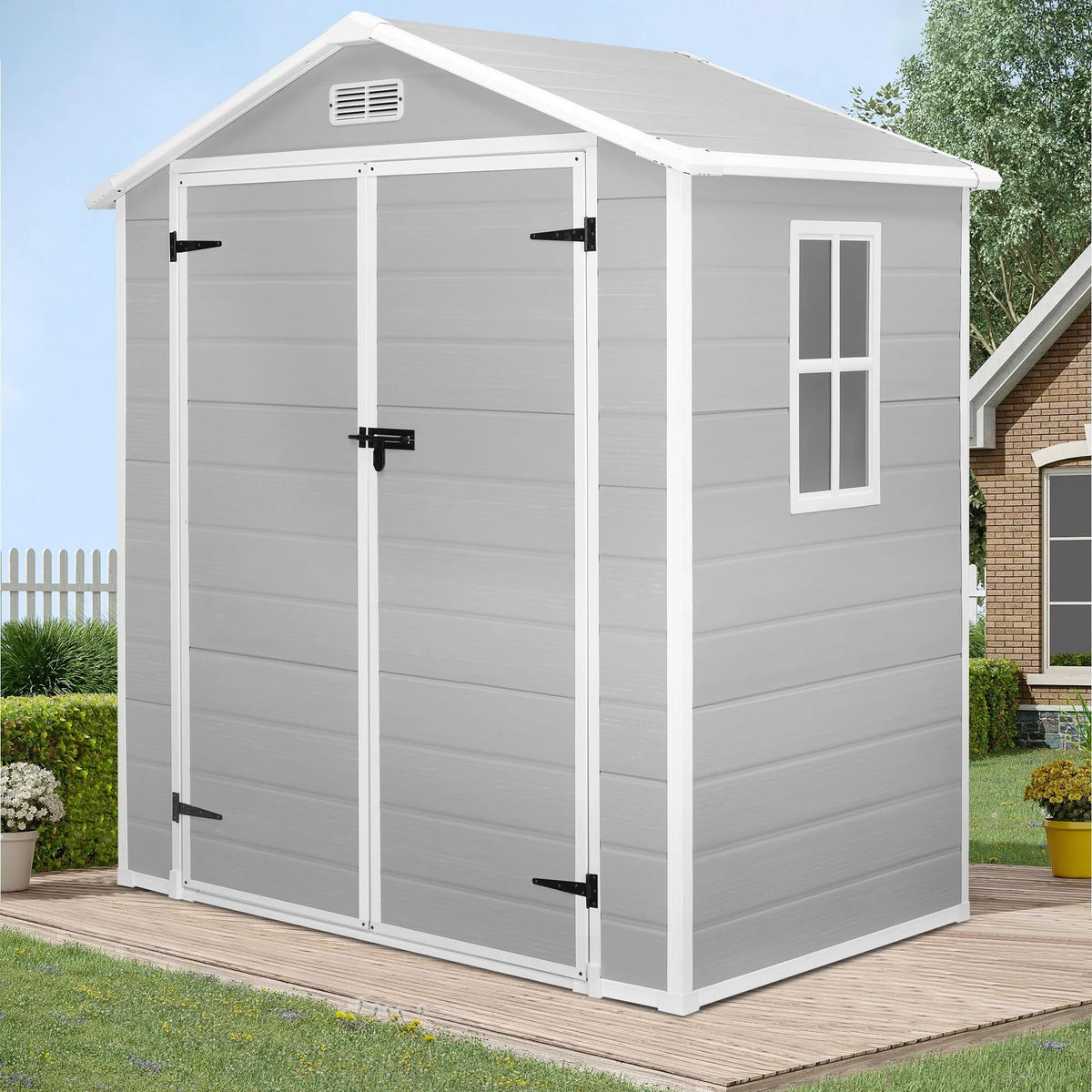 6' x 4.4' Plastic Outdoor Storage Shed with Reinforced Floor Z907