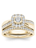 5/8Ct TDW Diamond 14k Yellow Gold Halo Bridal Set M89391