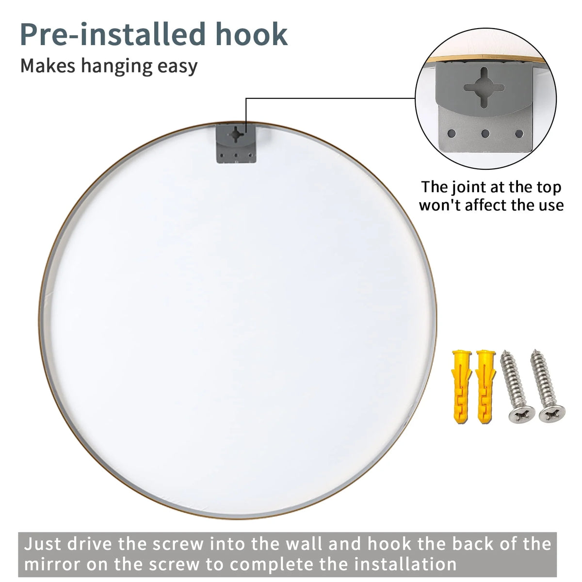 Black Round Wall Mirror L344