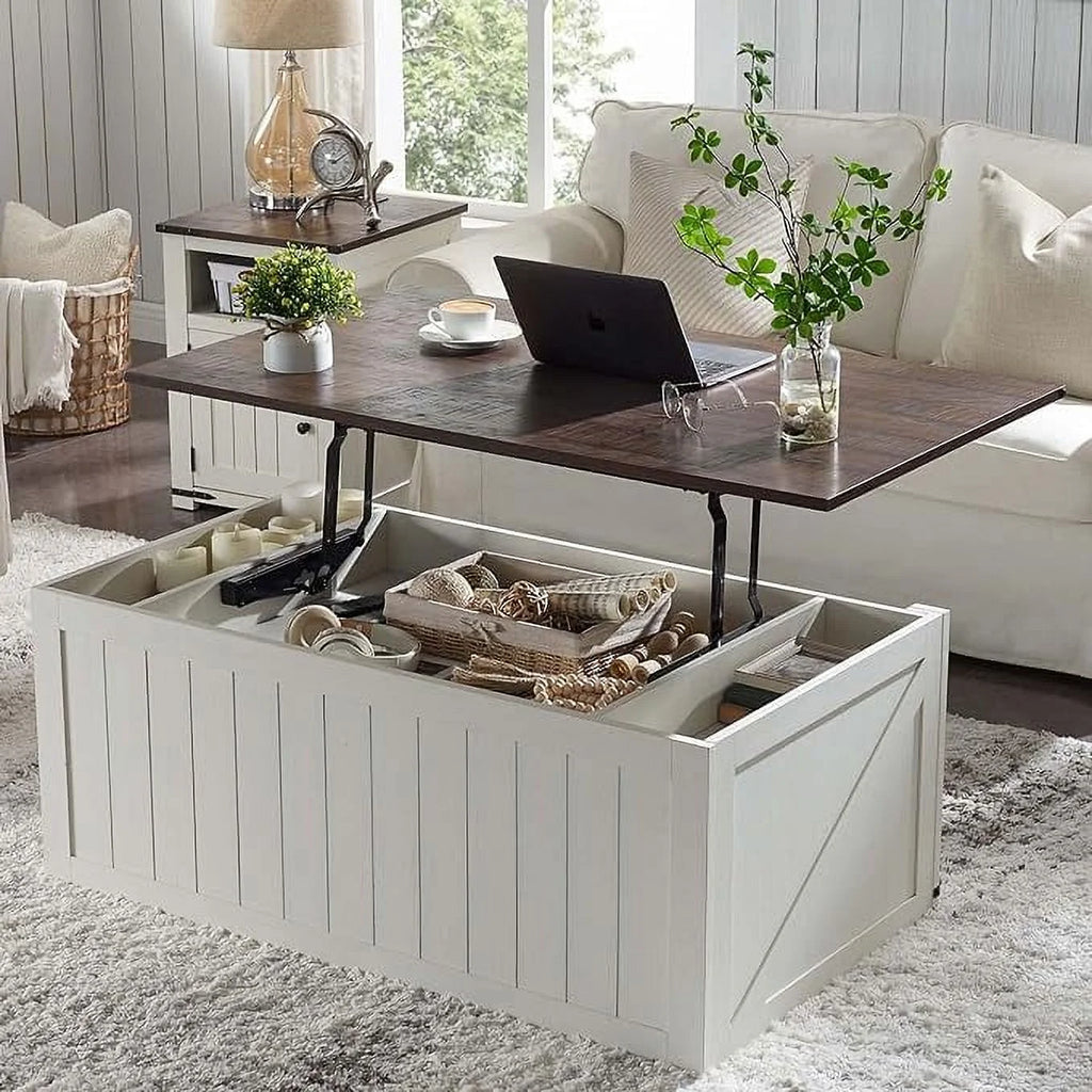 White Lift Top Coffee Table with Storage D23221