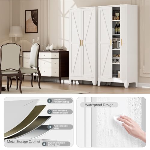 71" Metal Pantry Cabinet with 2 Doors and 4 Adjustable Shelves E360