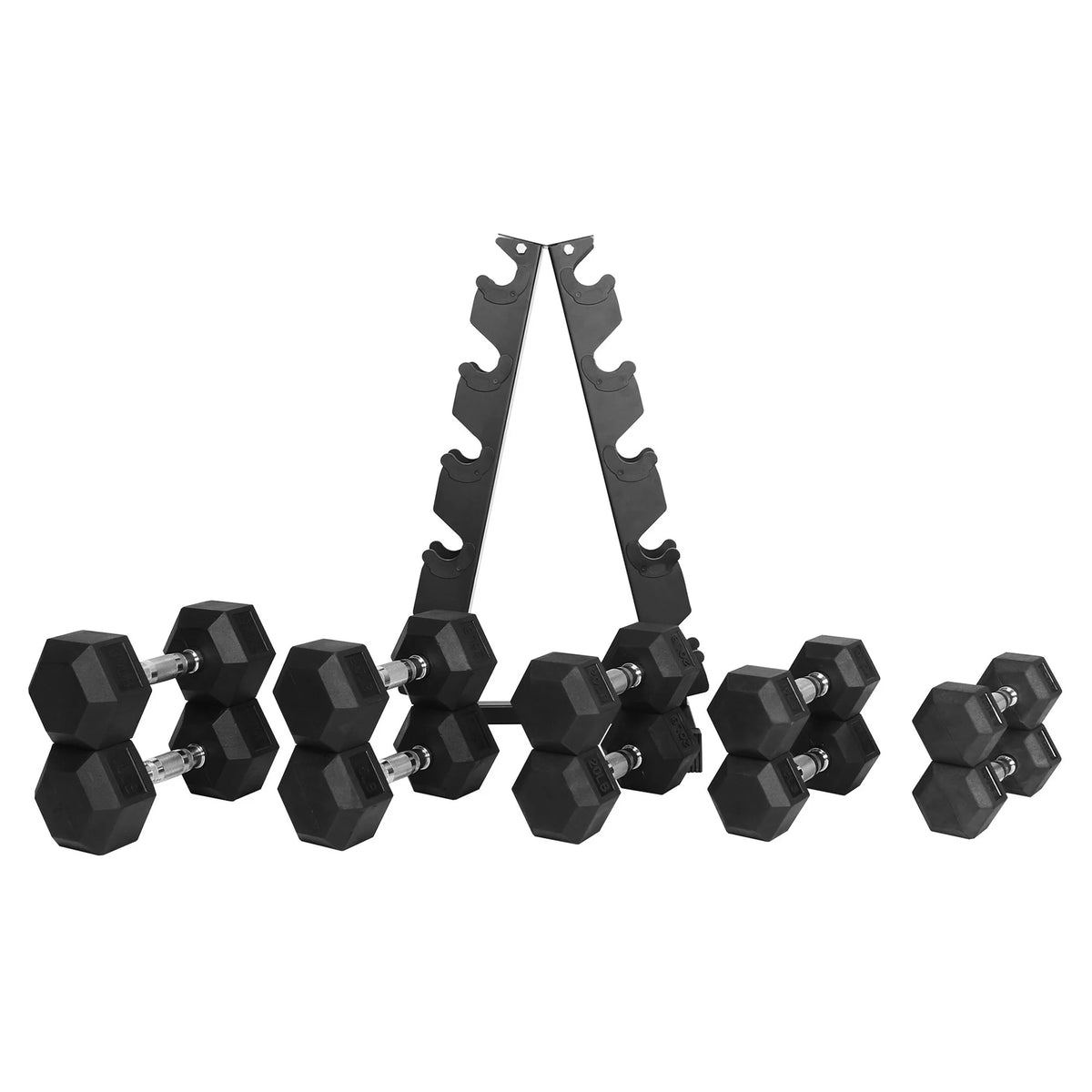 Alloy Steel 200 lb Rubber Encased Hex Dumbbell Set N475732