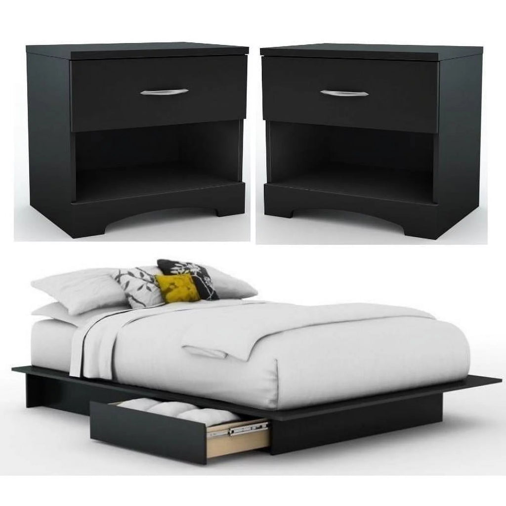 3-Piece Set with 2-Drawer Storage Platform Bed and 2 Nightstands G368
