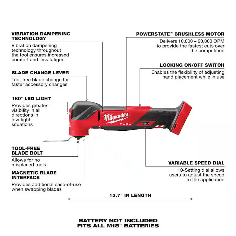 18-Volt Cordless Brushless Oscillating Multi-Tool with 5.0 Ah Battery O418182