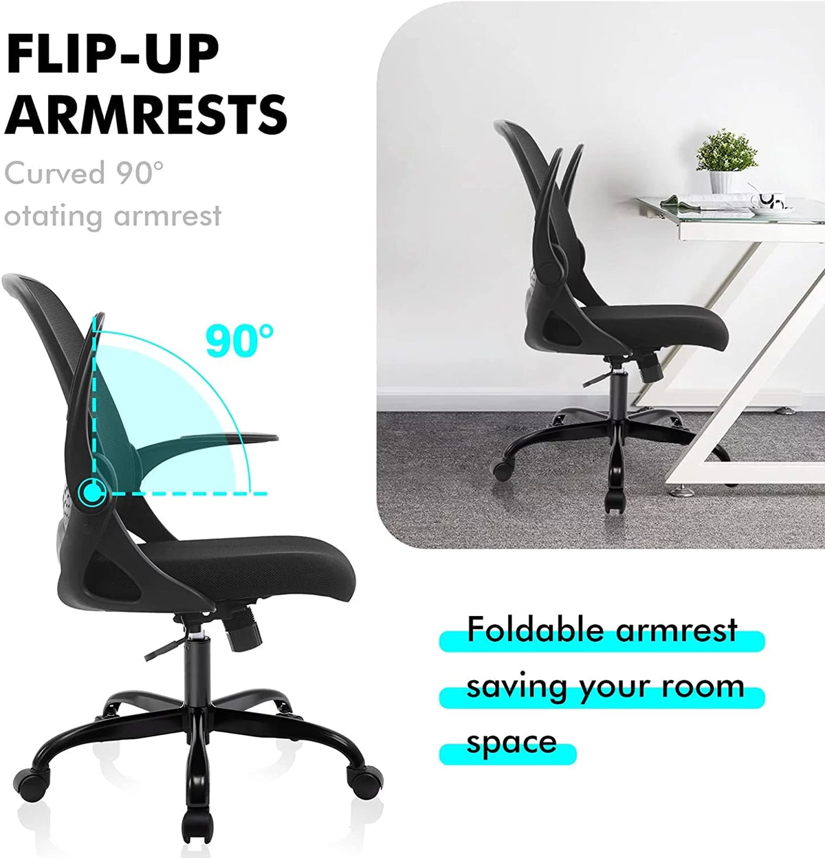 Ergonomic Mesh Office Chair with Flip-up Armrests G50483