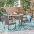 5 Piece Gray Wooden Round Patio Dining Set Z321117