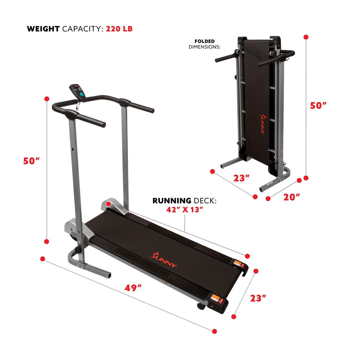 Manual Treadmill Compact Foldable Exercise Machine K2521