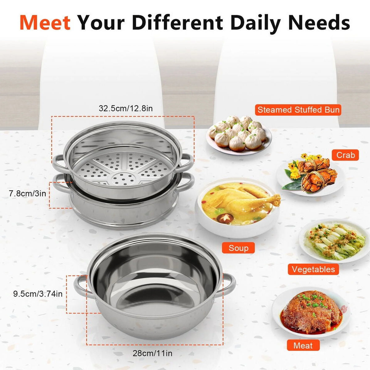 3 Tier Stainless Steel Steamer U444621