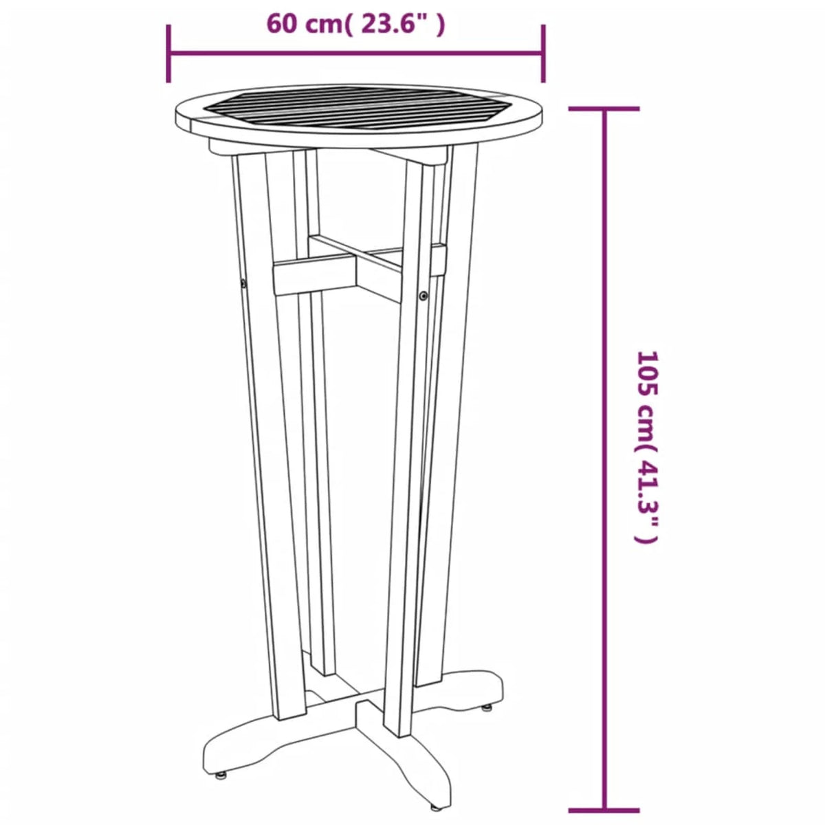 Acacia Wood Round Bar Table 23.6 x 41.3 Inches U2047