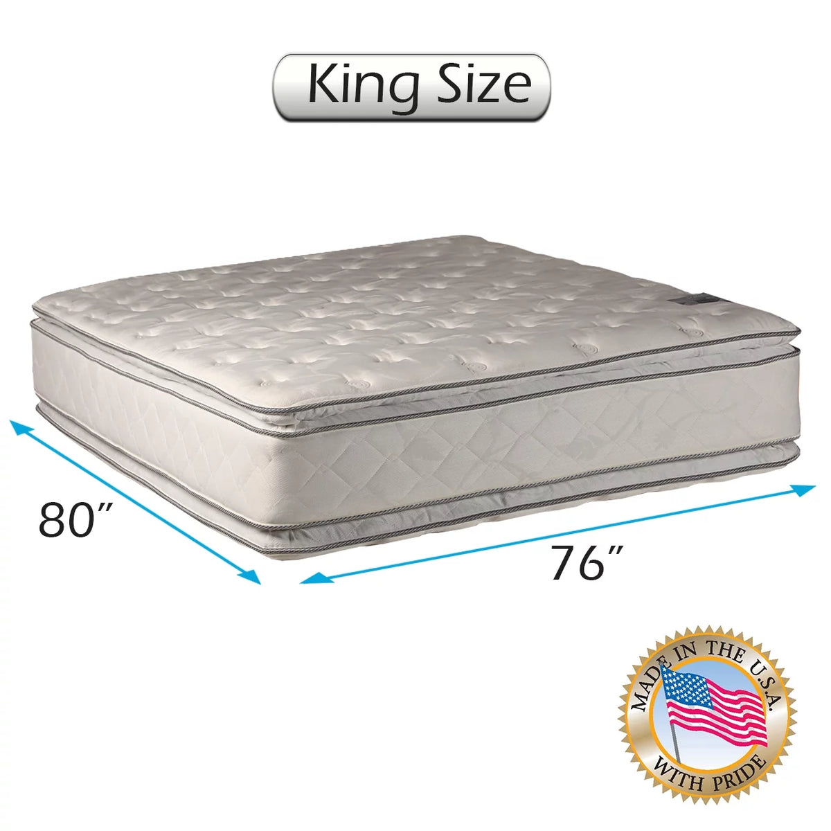 King 76x80x12 Medium Soft Double-Sided Quilted Mattress P59389