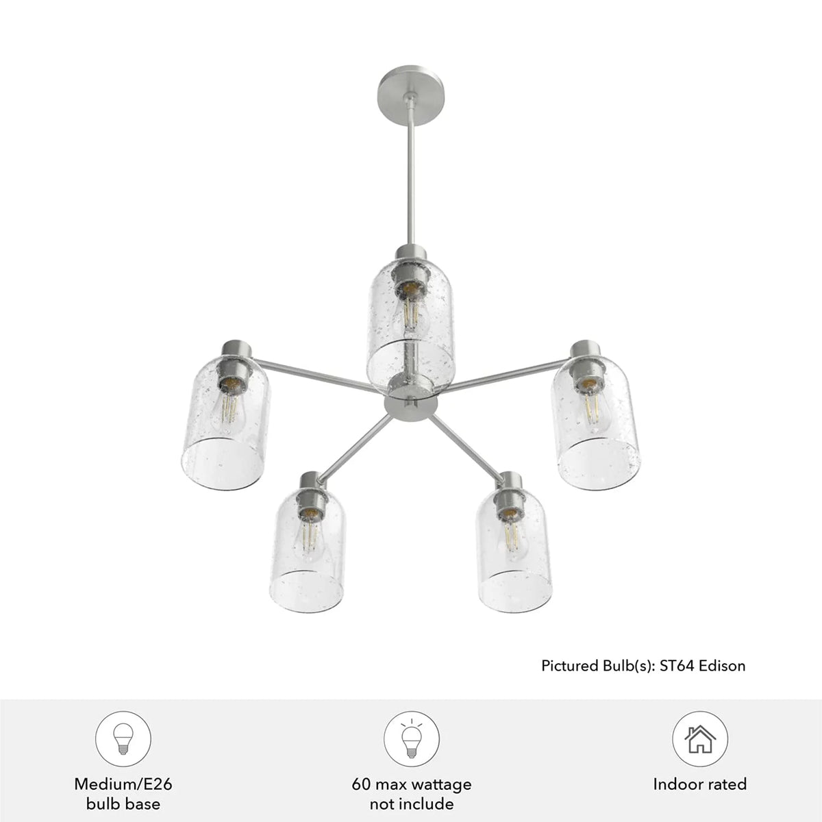 5 Bulb Hanging Chandelier Light Fixture R7368