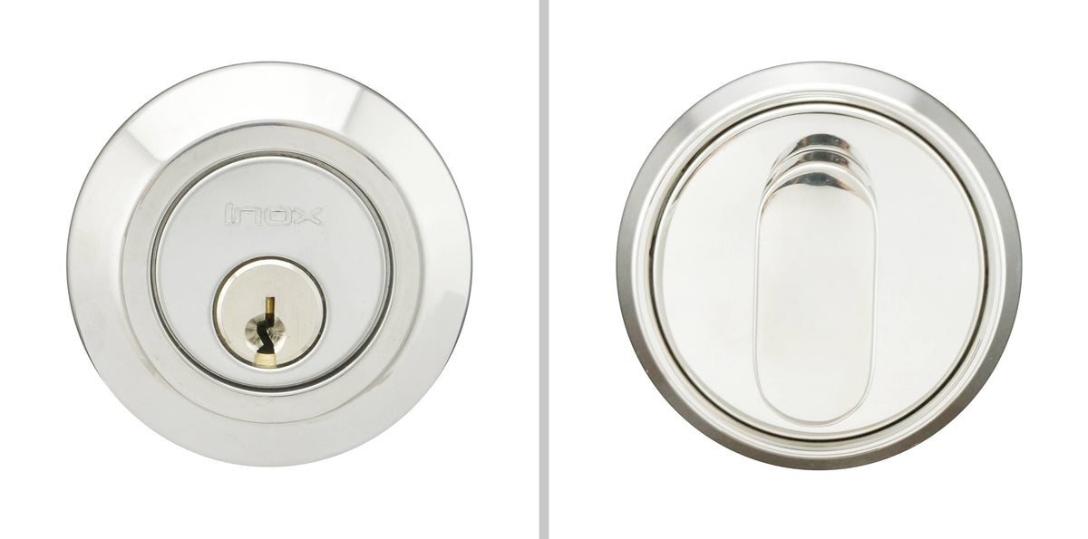 Round Single-Cylinder Deadbolt with 2-3/8-Inch Backset, Polished Stainless Steel E305