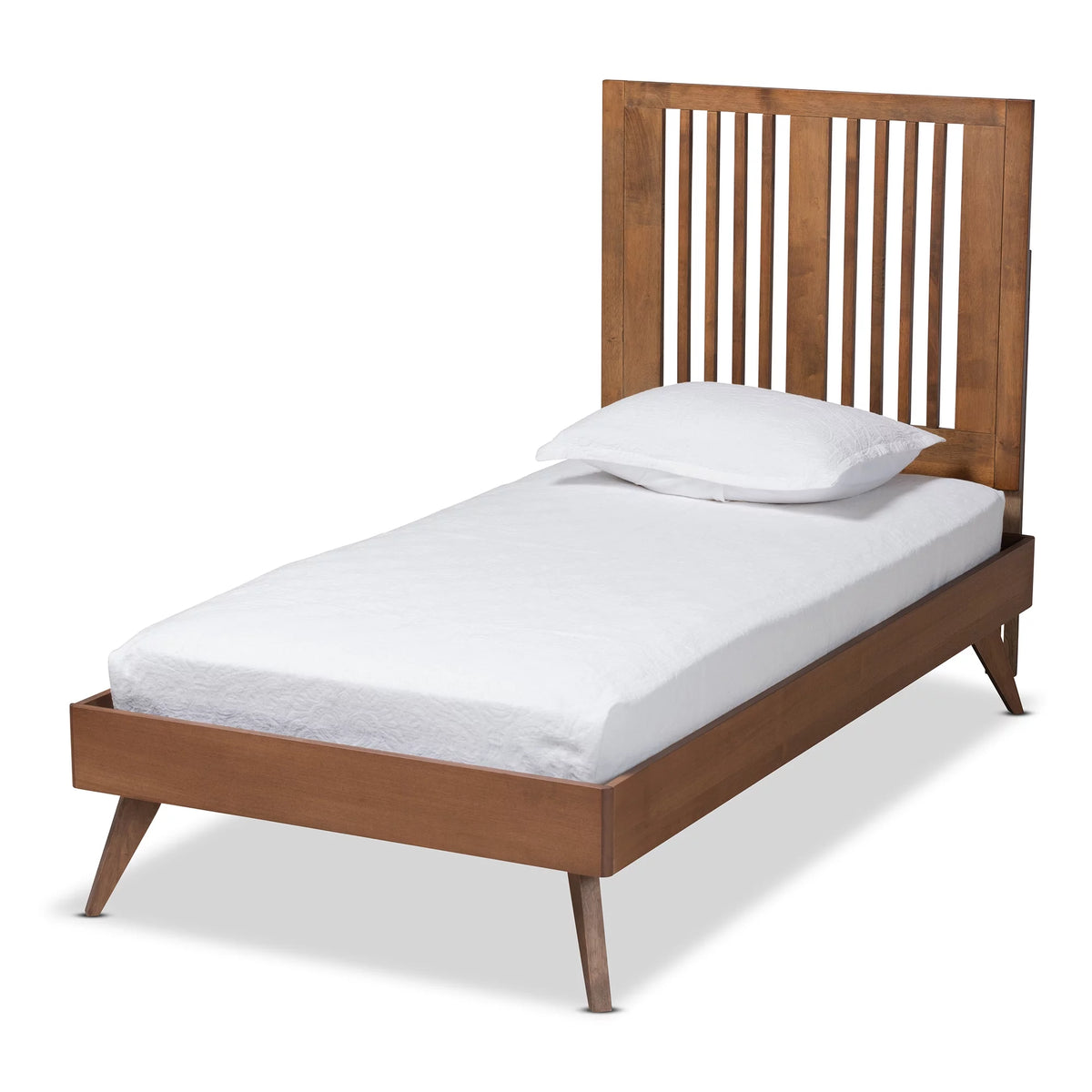 Twin Ash Walnut Wood Platform Bed V1641