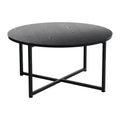 Round Coffee Table with Steel Frame and Faux Distressed Wood Finish L17716