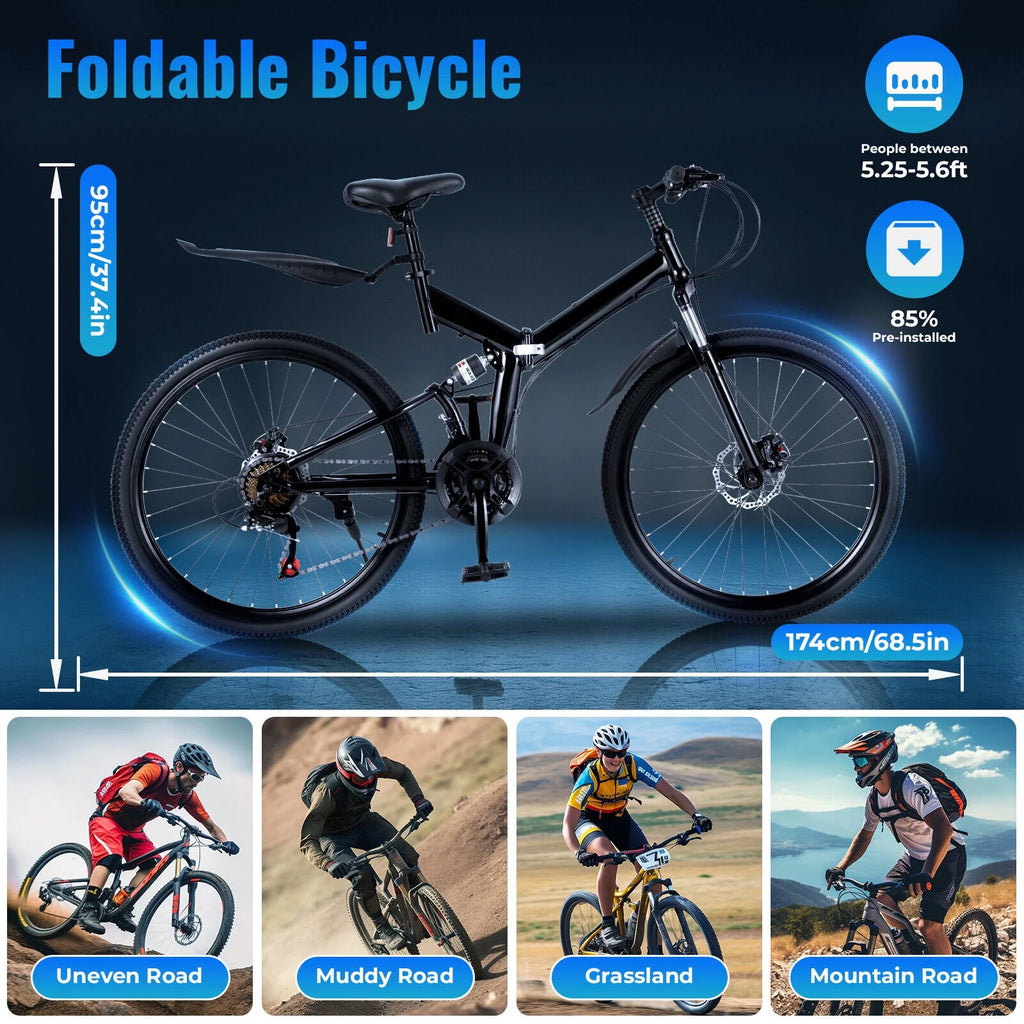 26 inch 21 Speed Full Suspension Folding Mountain Bike Y538286