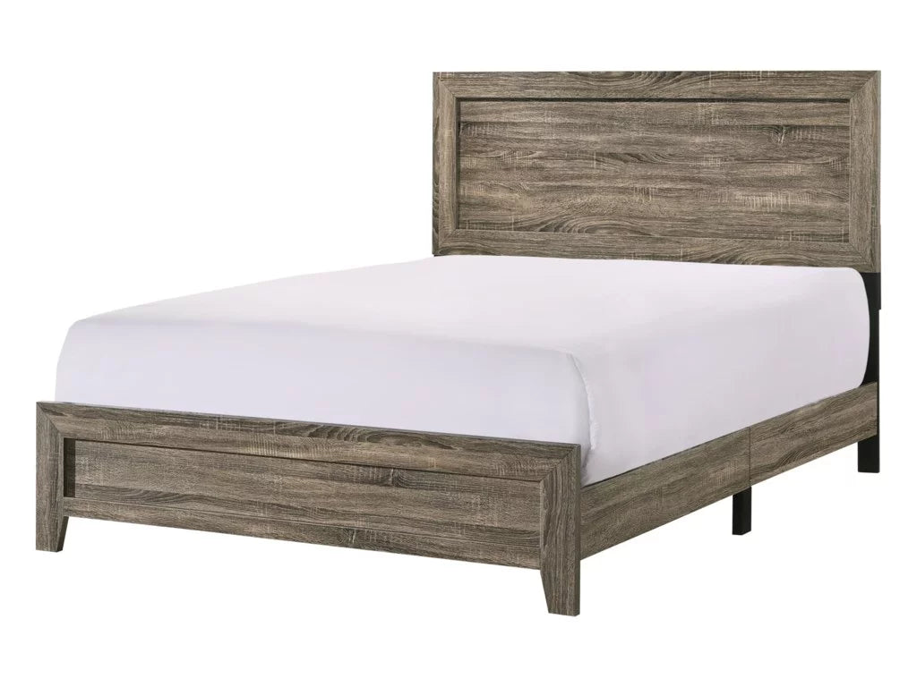 6Pc Queen Size Panel Bed Dresser Mirror Nightstand Chest Set Wooden Gray E834793