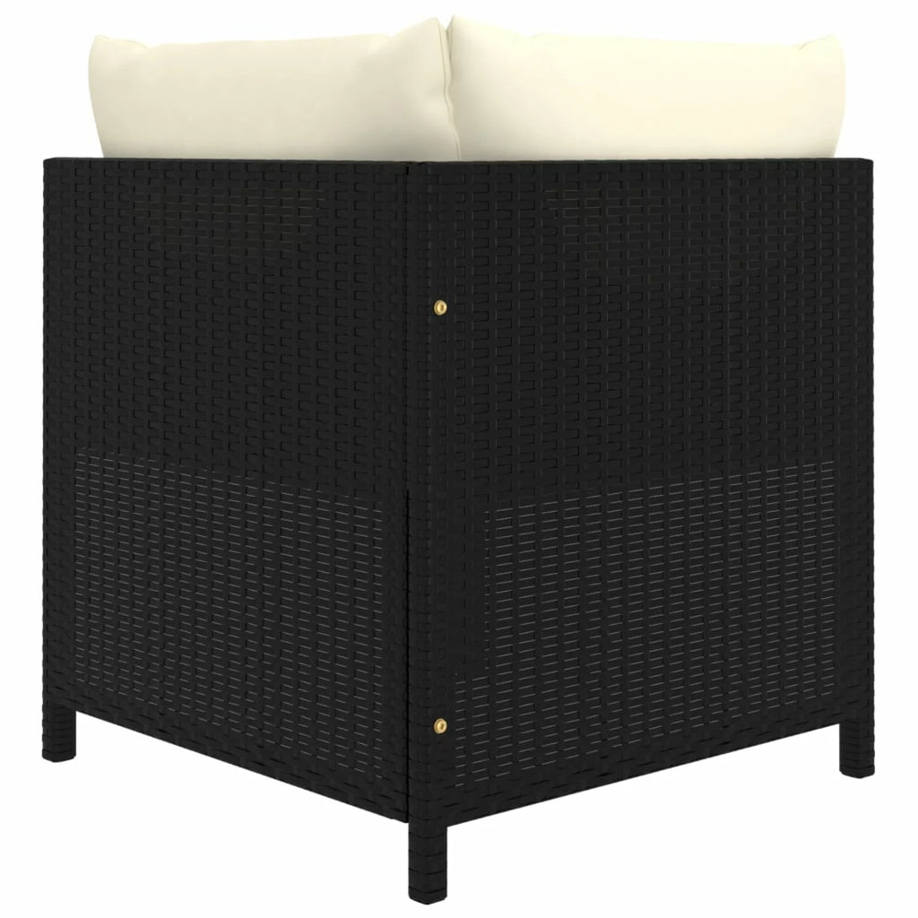 Black Poly Rattan Sectional Corner Sofa with Cushions E937691
