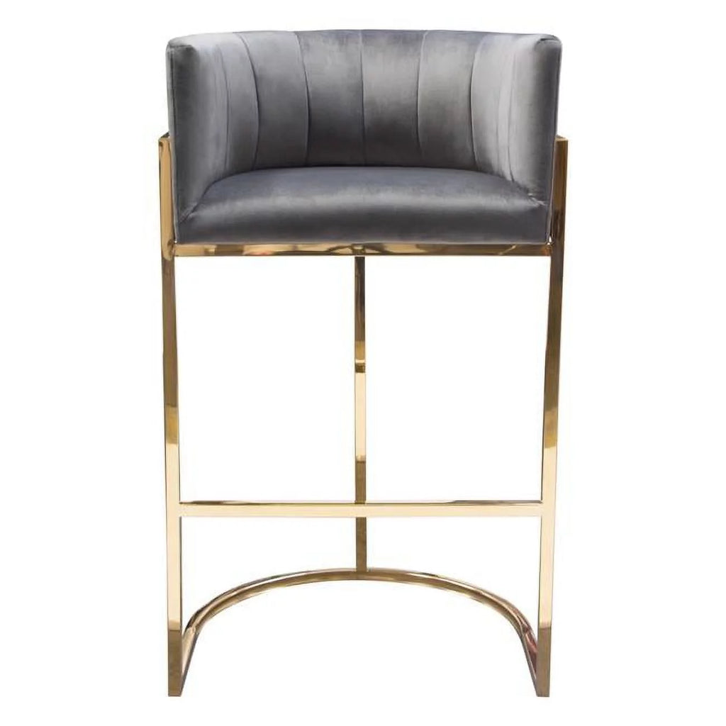 Grey Velvet Bar Height Chair Q42042