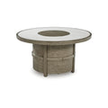 Light Brown Beige Sintered Stone Outdoor Fire Pit Table Y1151