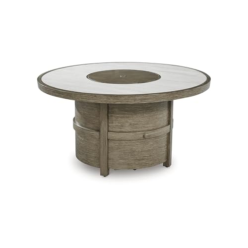 Light Brown Beige Sintered Stone Outdoor Fire Pit Table Y1151