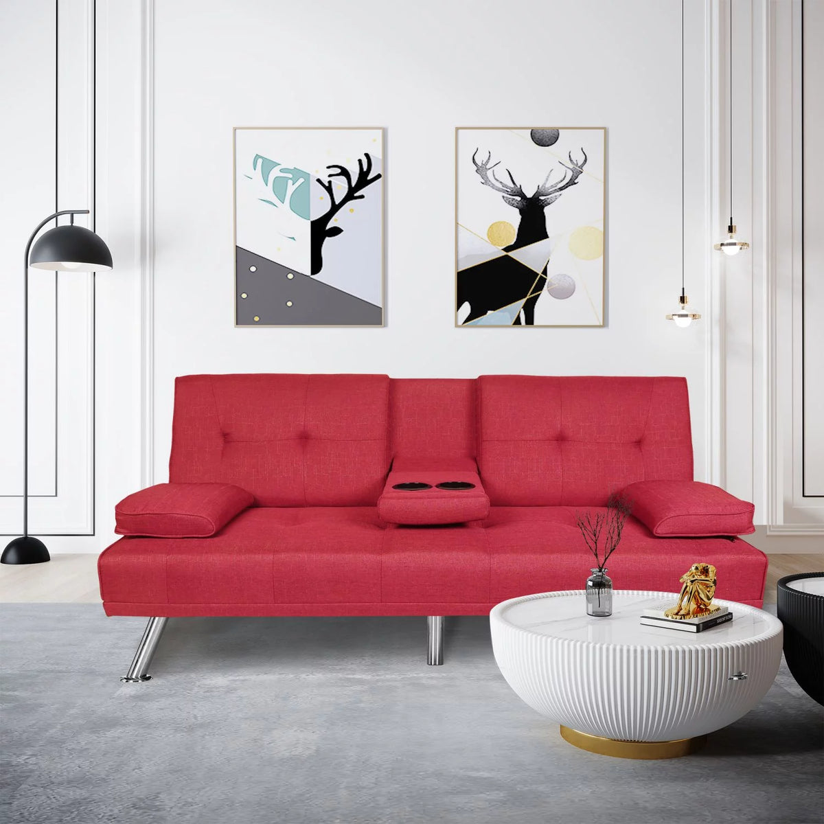 Twin 66.3" Convertible Sofa with 2 Cup Holders X209538