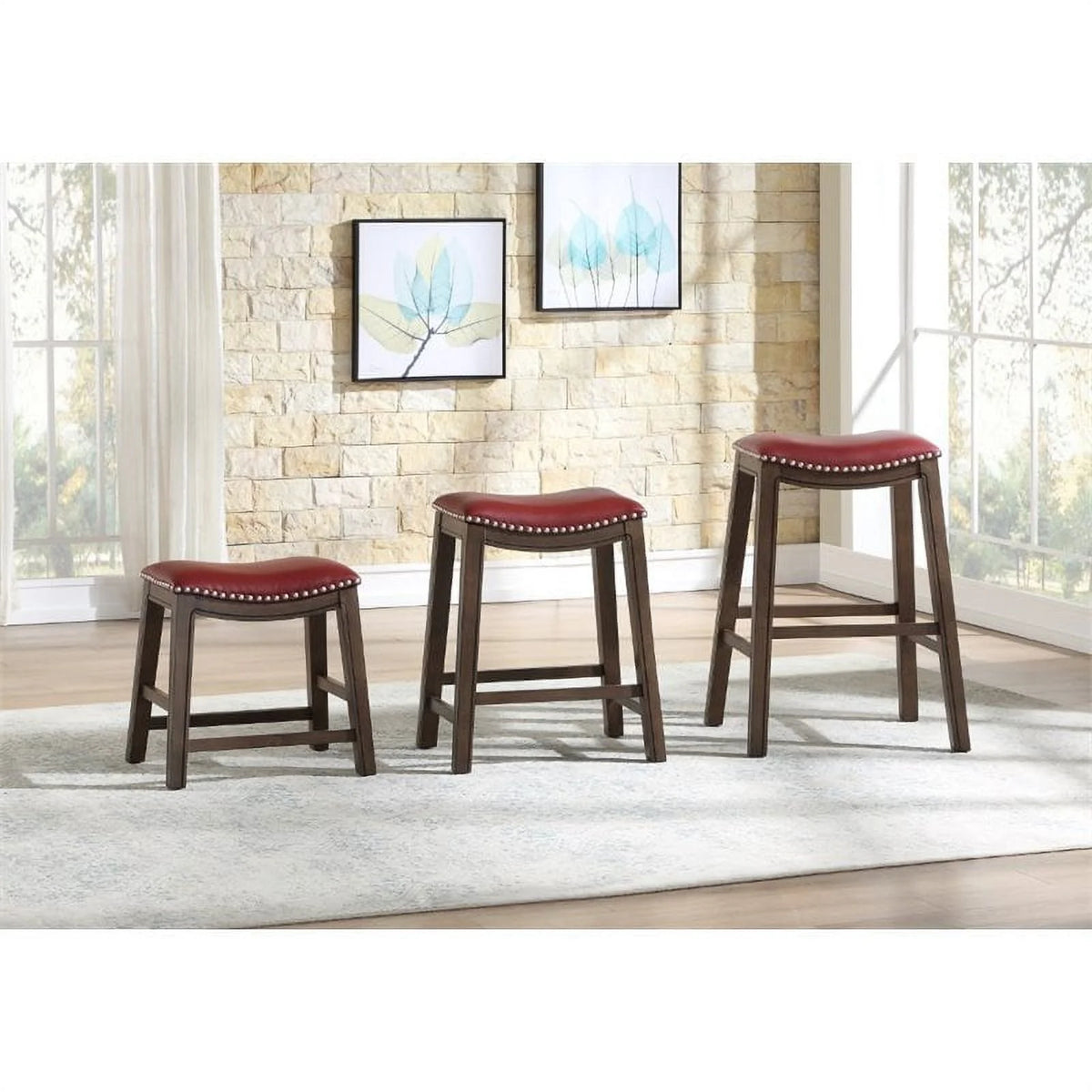 18" Wooden Bar Stool Saddle Seat B506