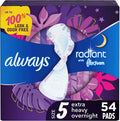 Scented Overnight Feminine Pads with Wings, Size 5 Extra Heavy, 54 ct B2147