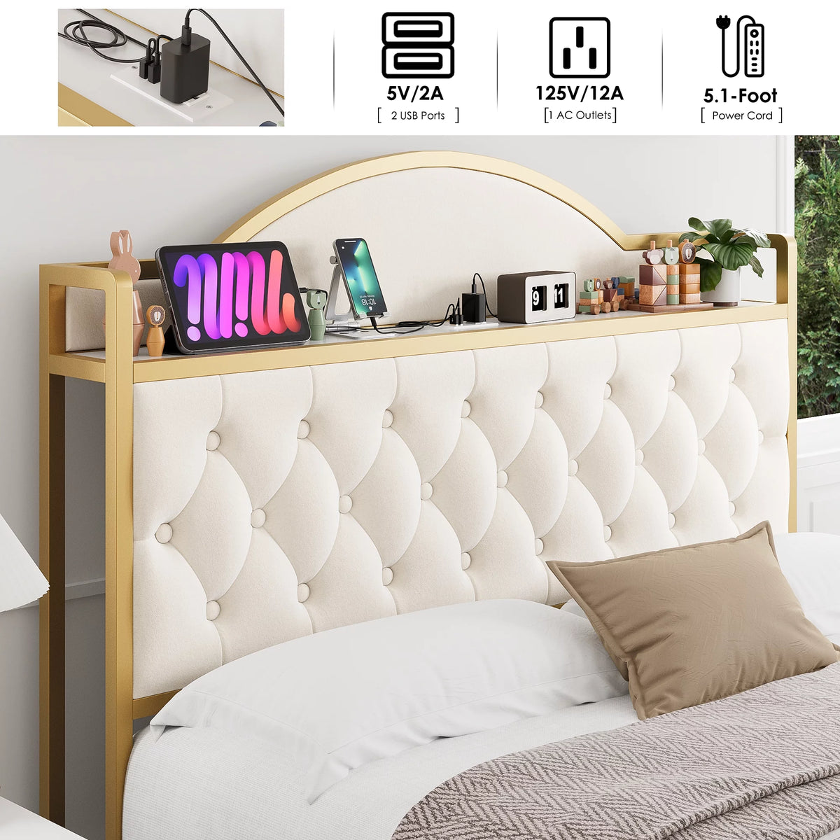 White Queen Size Storage Bed with 2 Drawers T8141