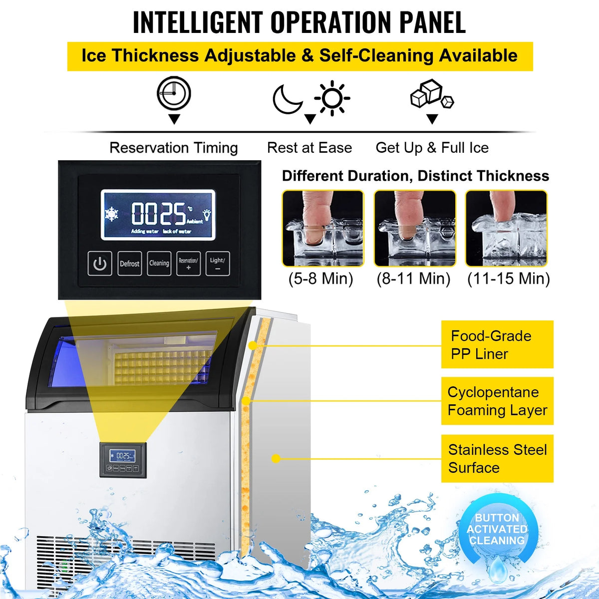 Commercial Ice Maker 200LBS/24H 55LBS Storage Q555