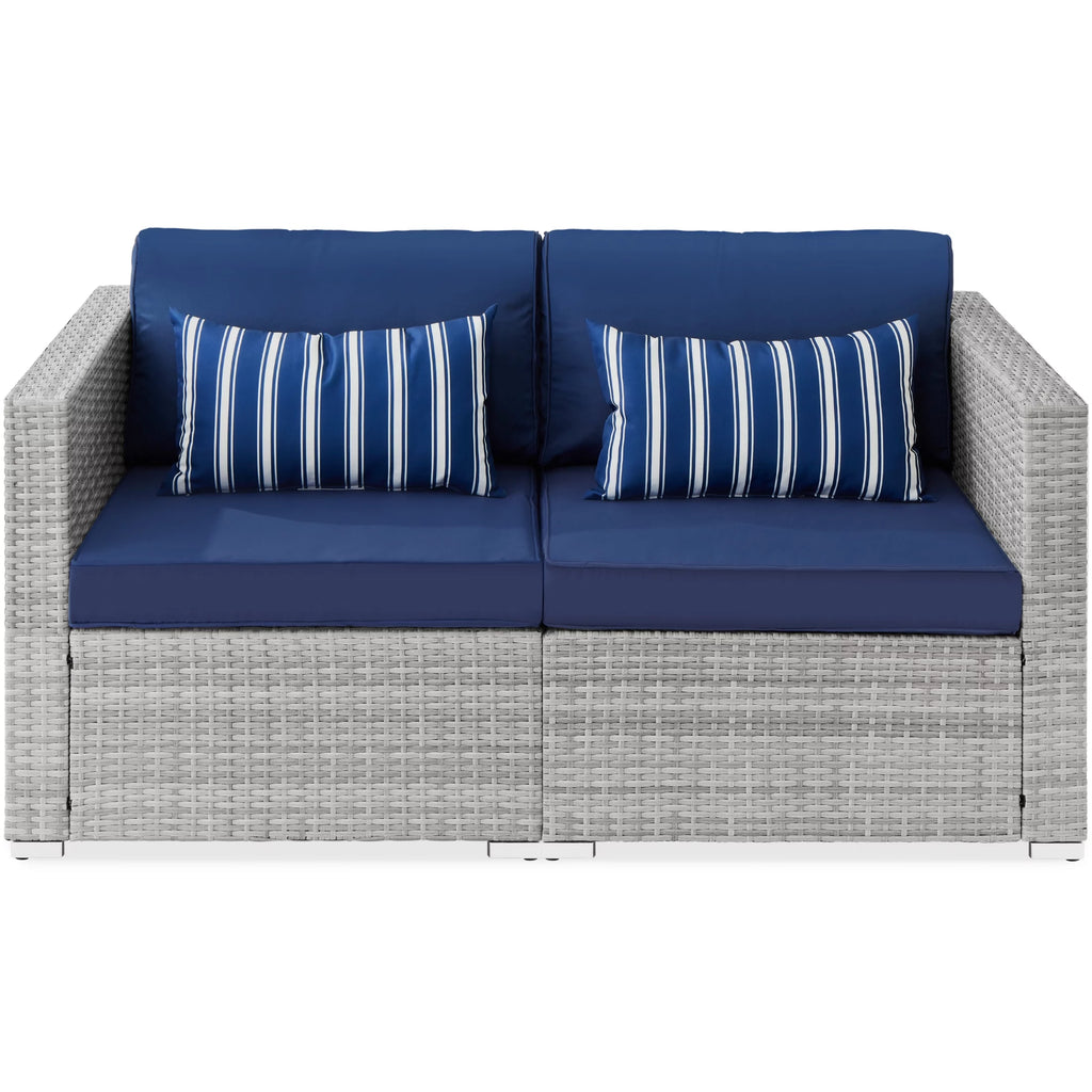 2-Person Wicker Patio Loveseat with 2 Accent Pillows E95751