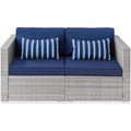 2-Person Wicker Patio Loveseat with 2 Accent Pillows E95751