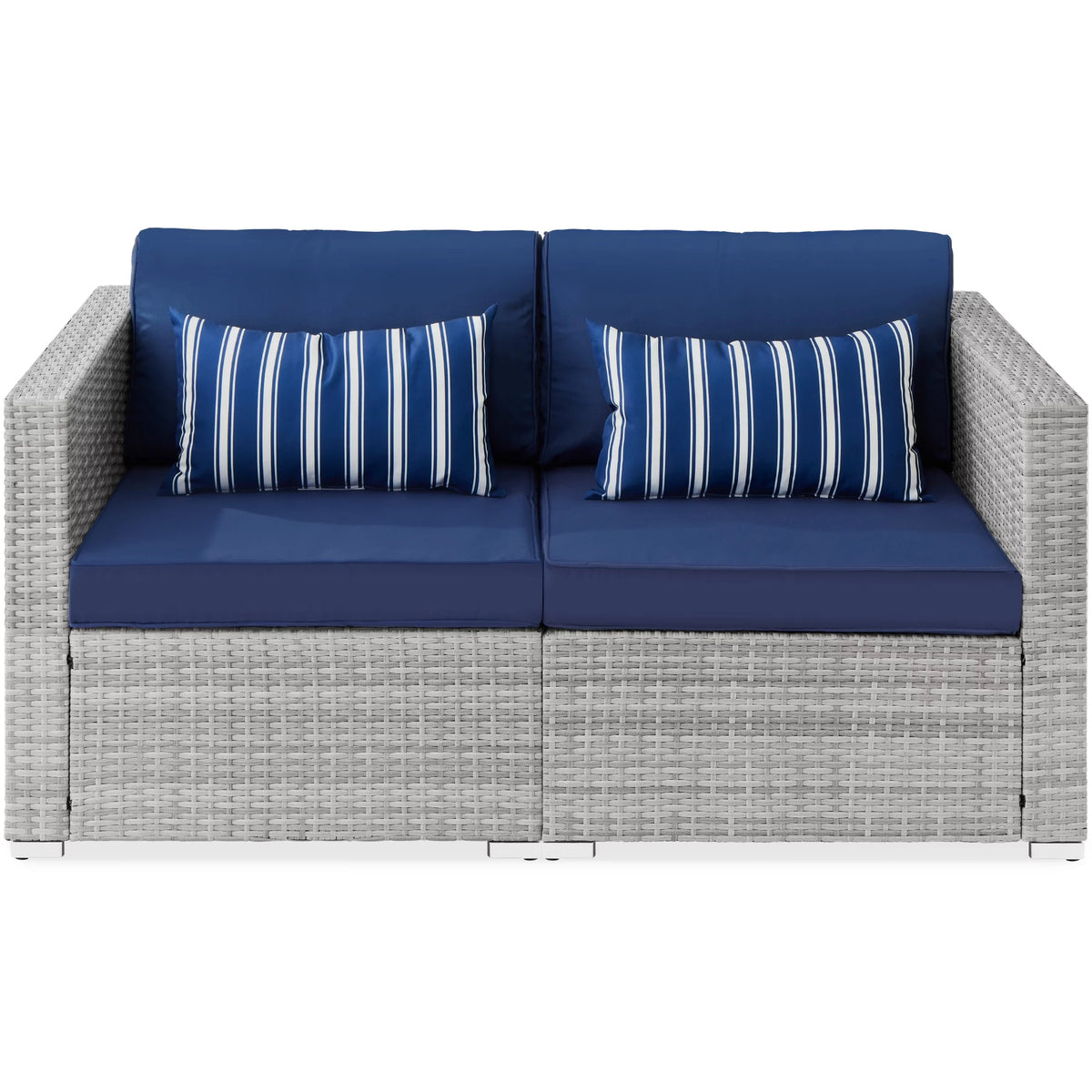 2-Person Wicker Patio Loveseat with 2 Accent Pillows E95751