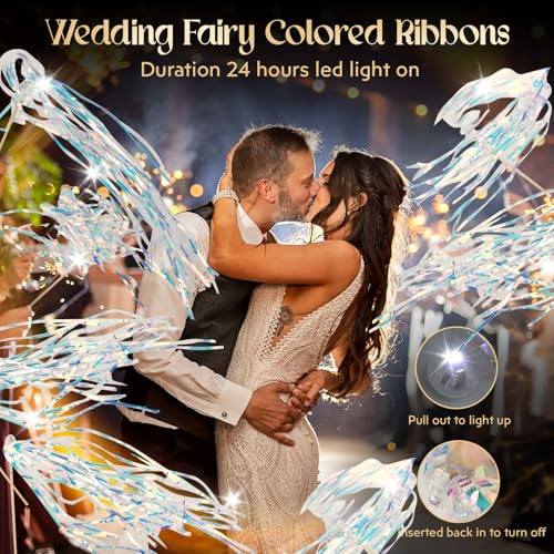 100 PCS Light Up Wedding Wands LED Tinsel Streamers Z703