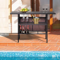 Outdoor Patio Wicker Bar with 2 Storage Shelves R390