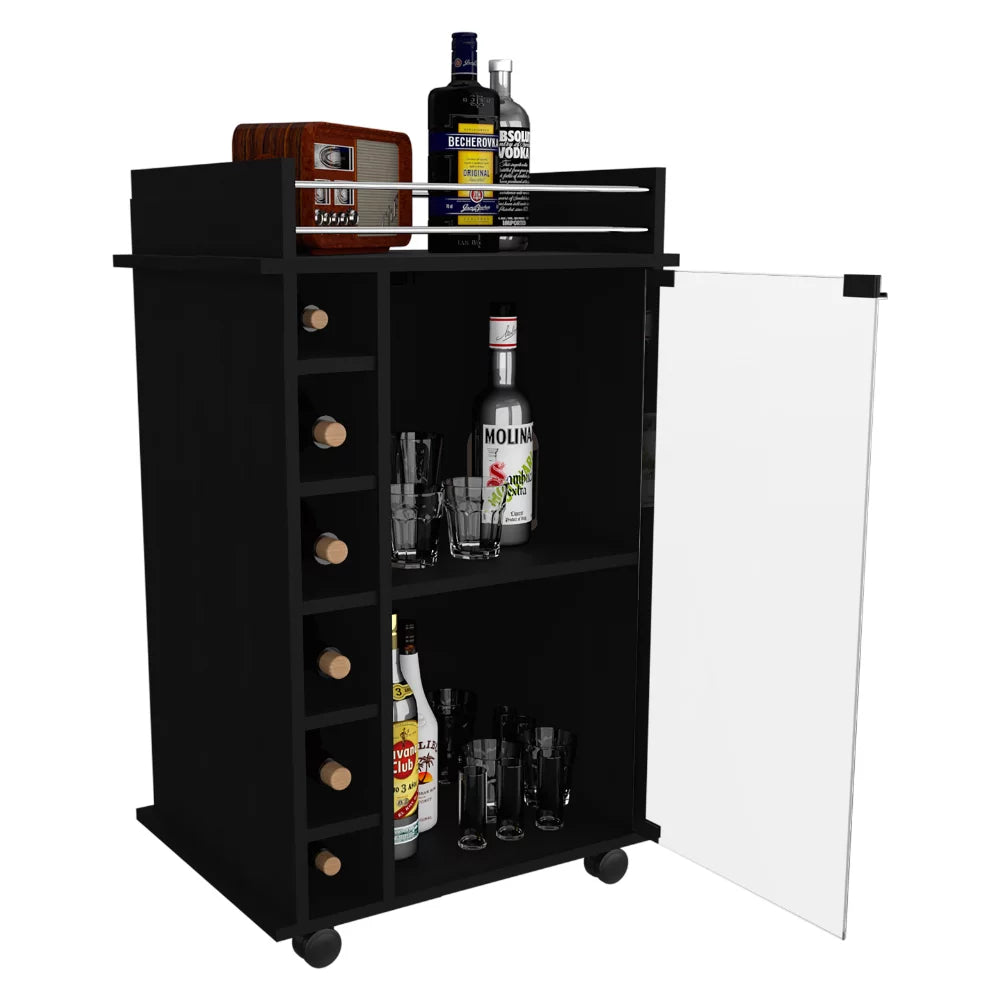 Black Two Tier Bar Cart F9880