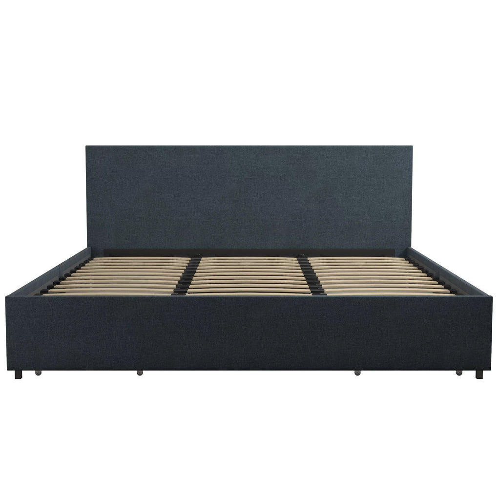 Dark Grey Linen Upholstered Storage Bed Frame A627