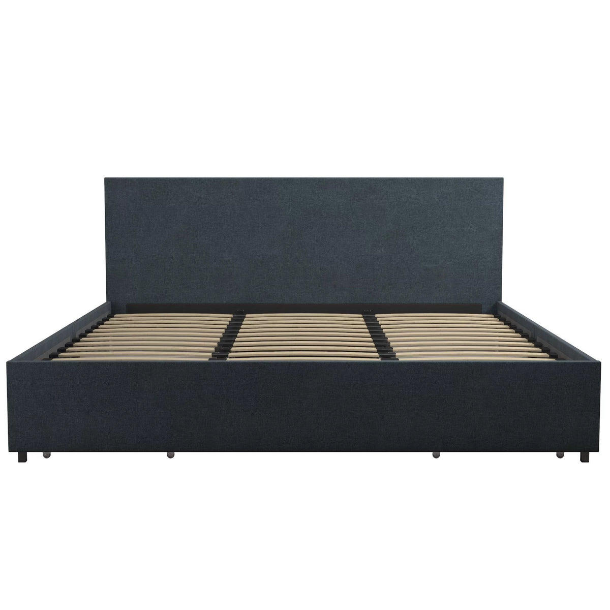 Dark Grey Linen Upholstered Storage Bed Frame A627