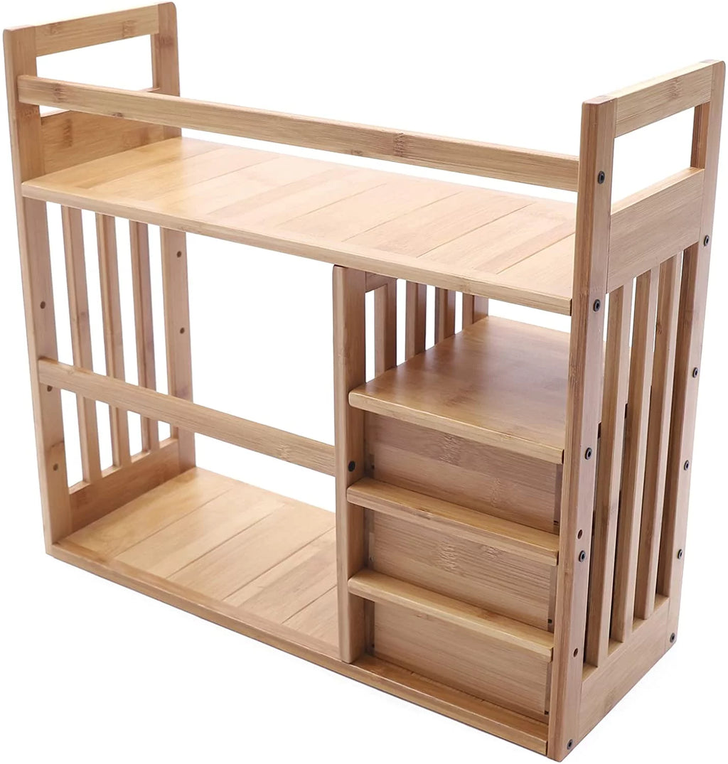 Bamboo Desktop Bookshelf with 3 Drawers R747