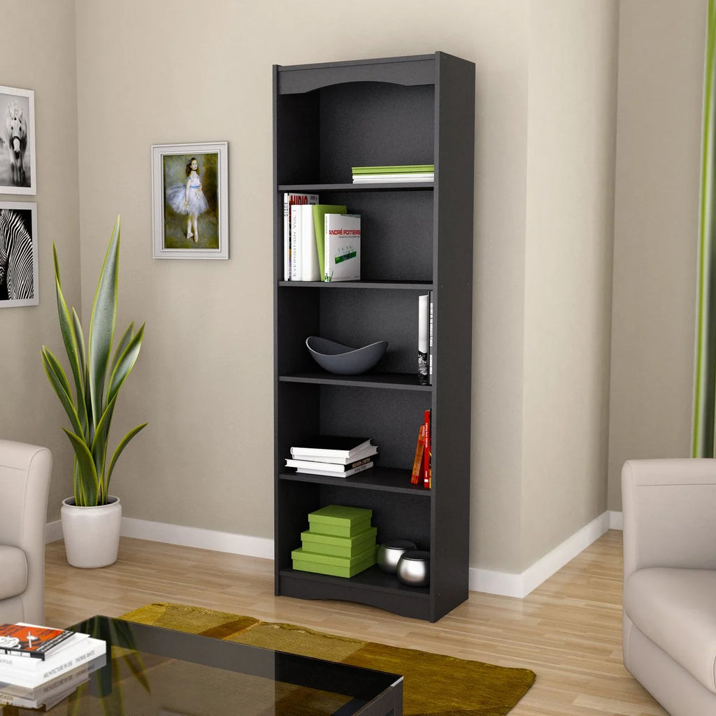 72" Tall Black Bookcase W3219