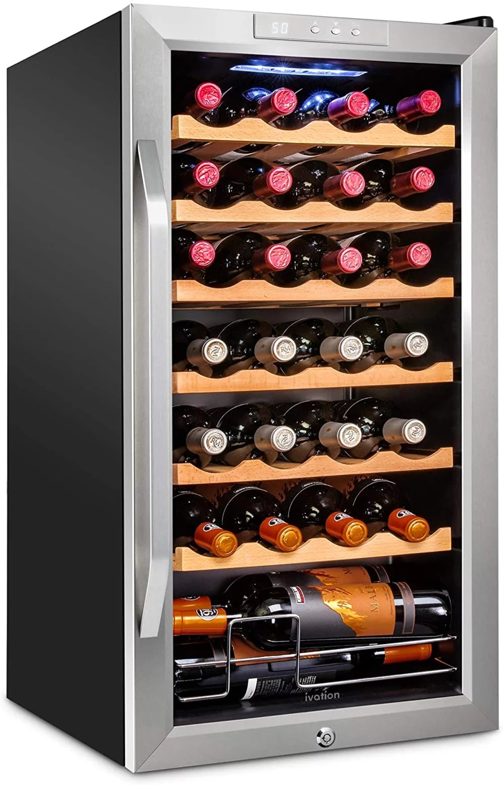 28 Bottle Compressor Wine Cooler Refrigerator with Lock E412