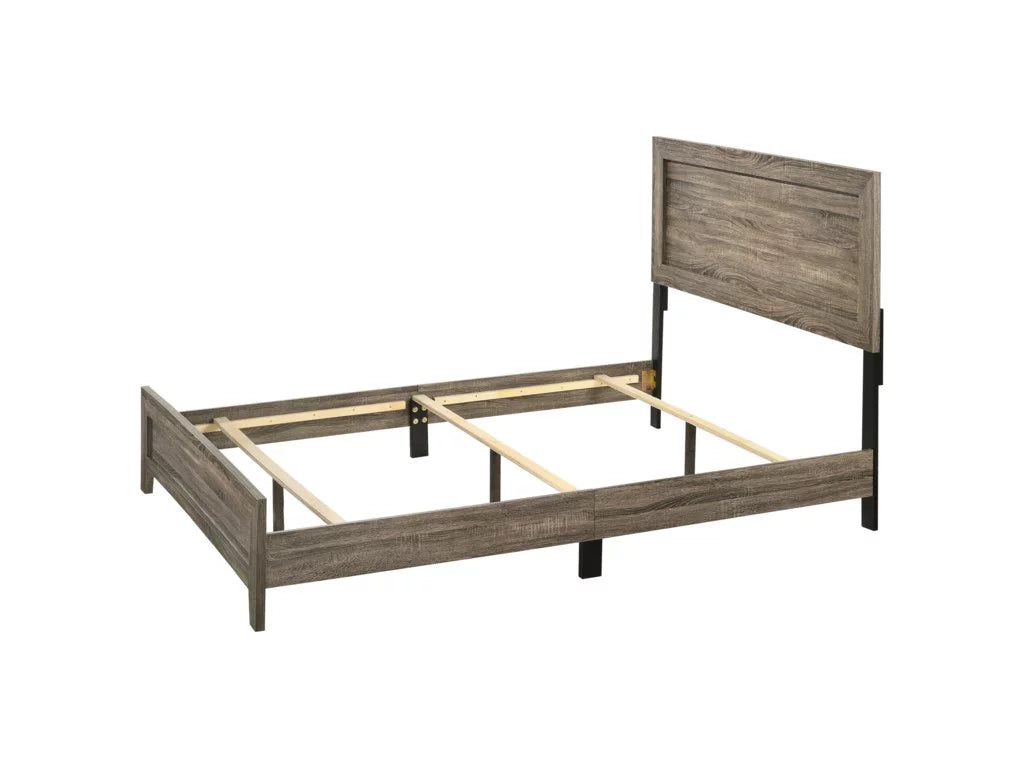 6Pc Queen Size Panel Bed Dresser Mirror Nightstand Chest Set Wooden Gray E834793