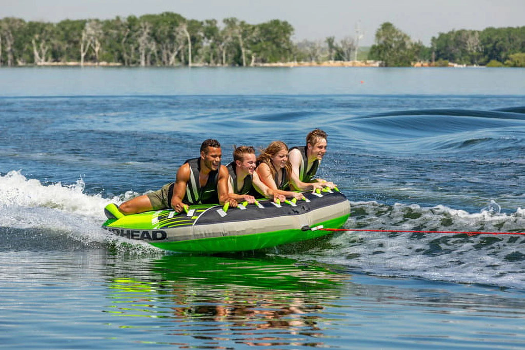 4-Person Towable Boat Tube Float, Heavy-Duty Nylon, Green F666582