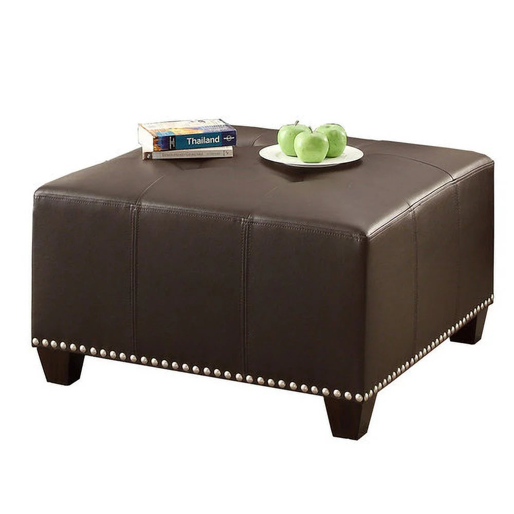 Black Bonded Leather Ottoman C137