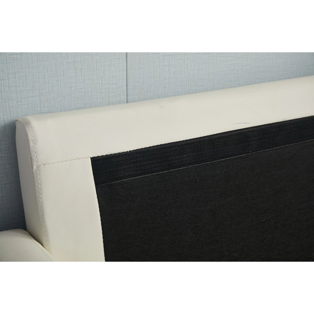 Beige Faux Leather Square Arm Loveseat D3490