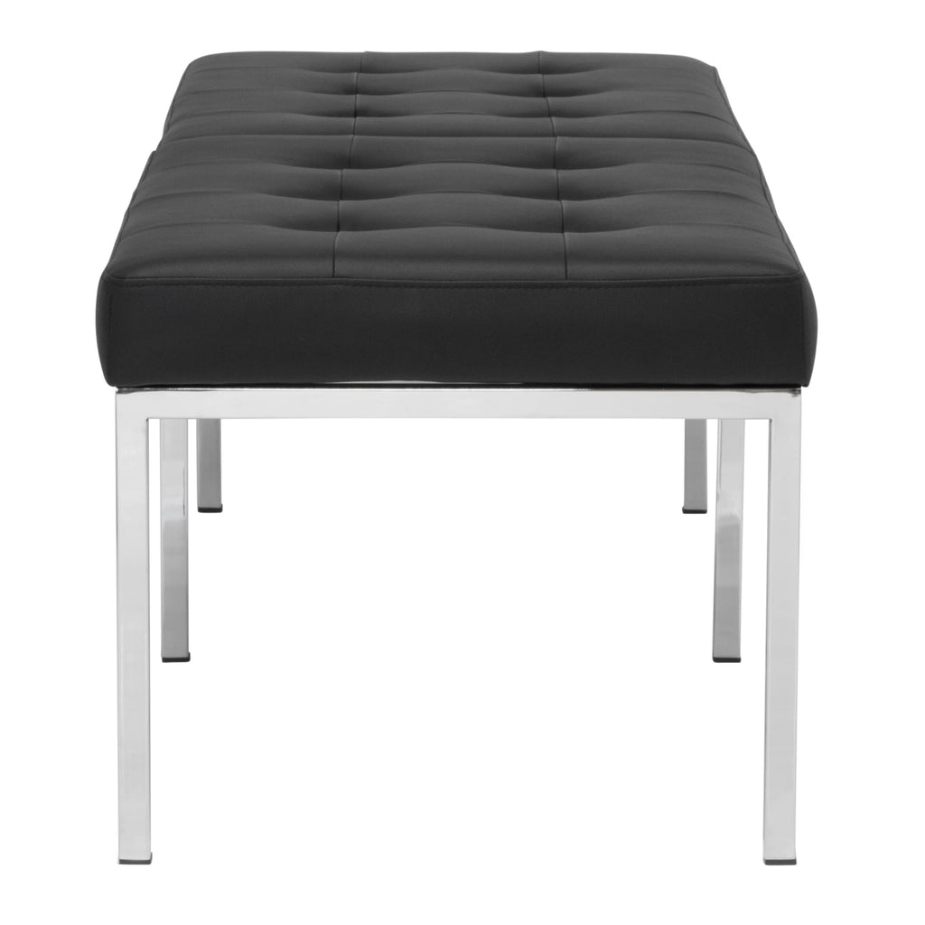 Metal and Leather 60 Inch Wide Bench I840