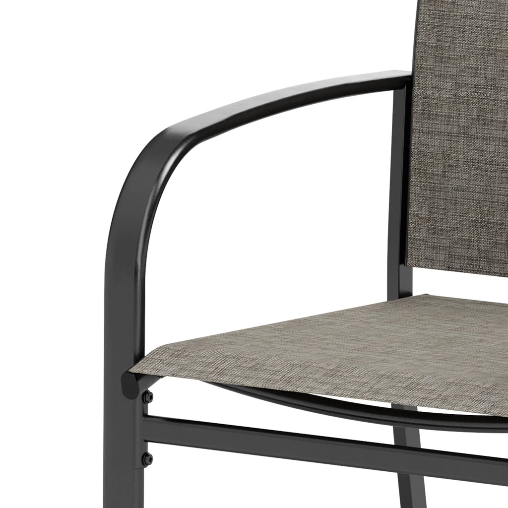 Set of 4 Outdoor Patio Dining Chairs Steel Textilene Black Brown H43300