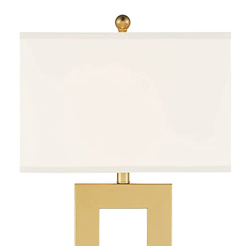Set of 2 Gold Metal End Table Lamps with White Shade M21575
