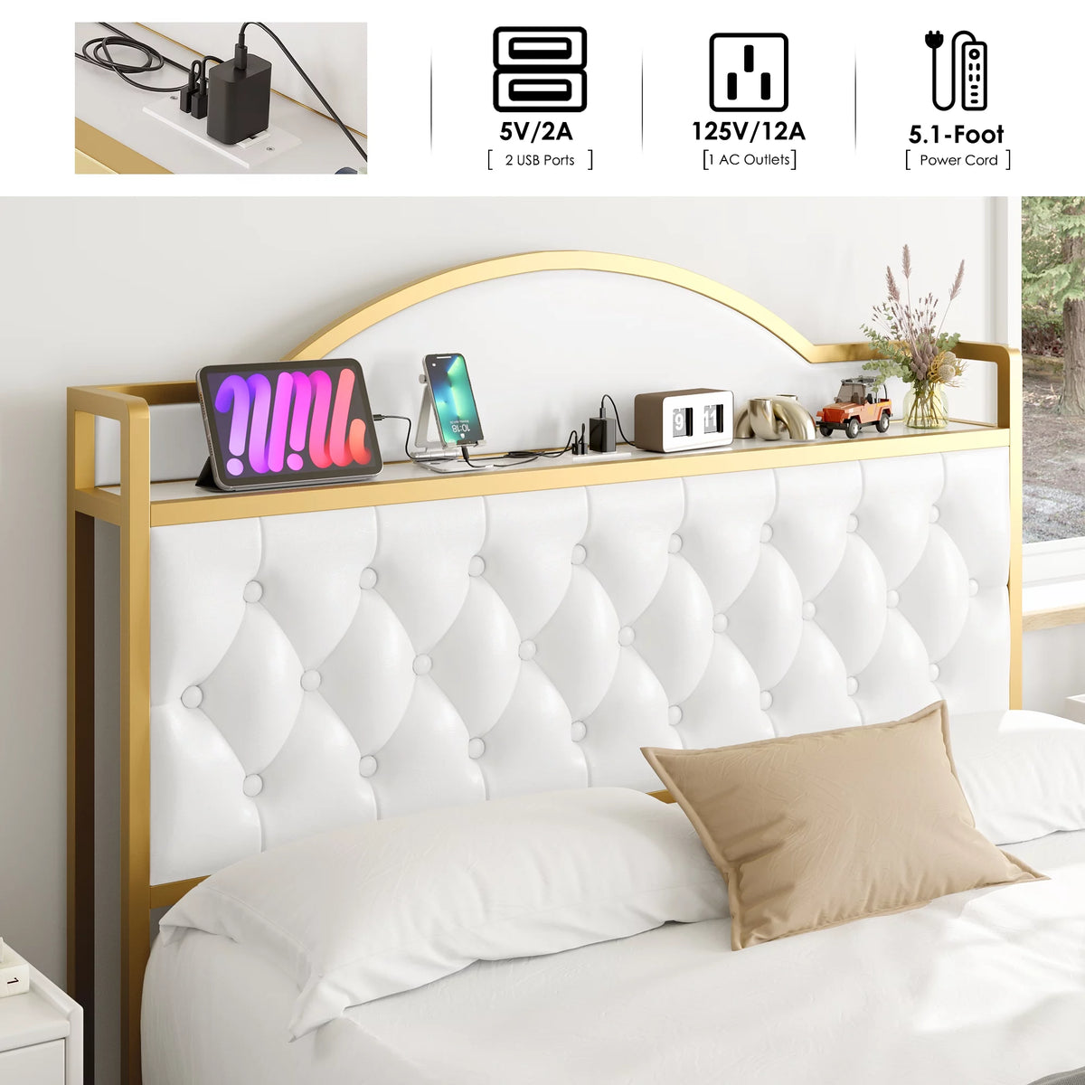 White Queen Size Storage Bed with 2 Drawers T8141